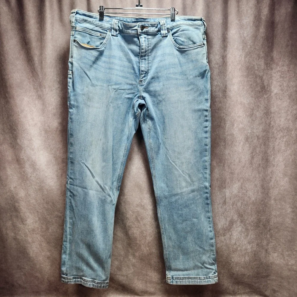 Duluth Trading Co Mens Ballroom Doubleflex Slim Fit Light Wash Jeans 40x30